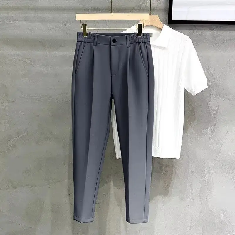 Celana Potong Ramping Pria Baru Musim Semi Musim Panas