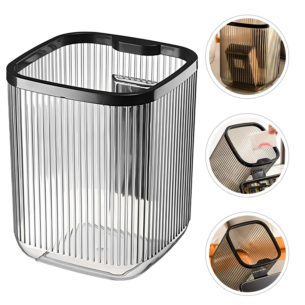 

Trash Can Desktop Small Garbage Bin Phone Holder Black 12L Storage Basket Bedroom Home Office Waste Bins Plastic Trash