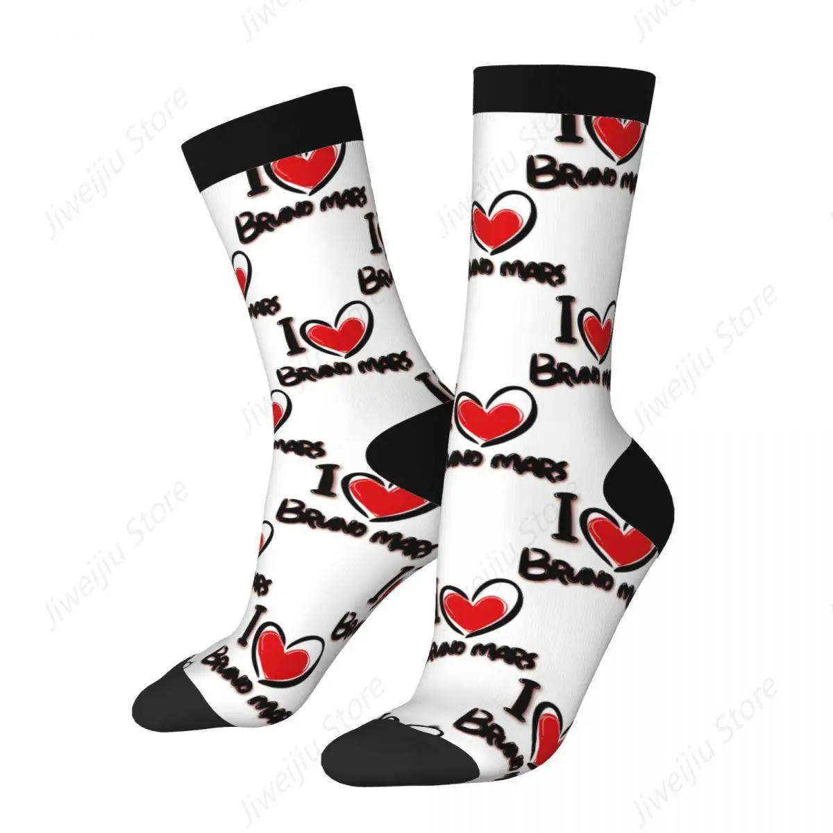 Funny Crazy compression LOVE Sock for Men Hip Hop Vintage Bruno Mars Happy Quality Pattern Printed Boys Crew Sock Casual Gift