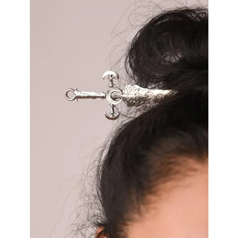 Épingle à cheveux épée Phase de lune, épingles de style Vintage plaquées argent, toboggan pour cheveux de sorcière, Festival de la Renaissance, accessoires pour cheveux pour femmes El