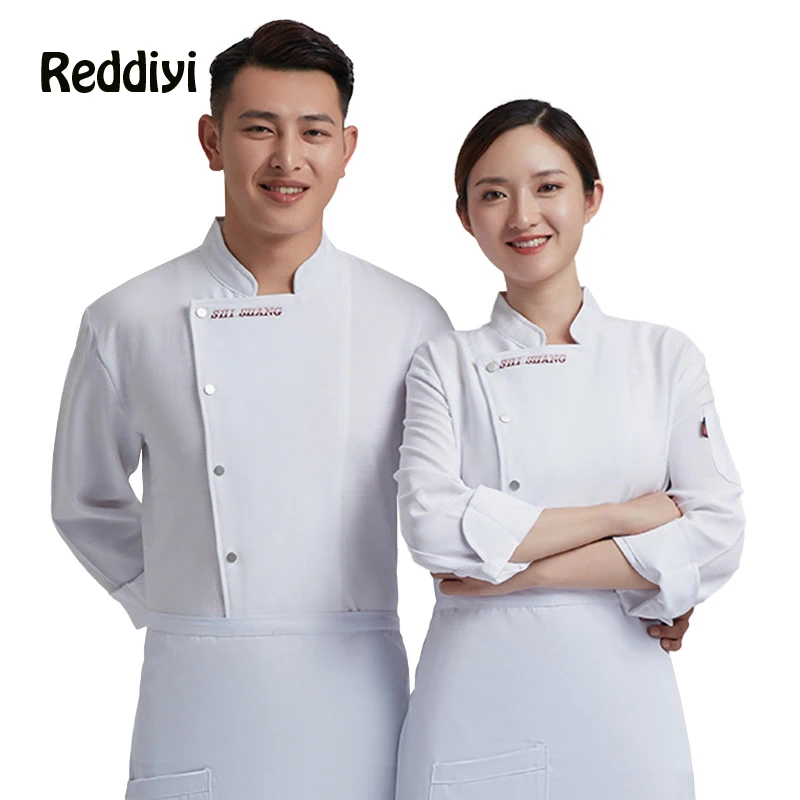 Lebensmittel Service Langarm Chef Jacke Professionelle Küche Uniform Restaurant Hotel Weiß Schwarz Kochen Mantel Bäckerei Kellner Overalls