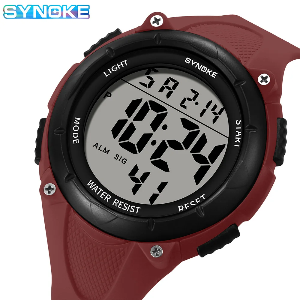 SYNOKE Watch Digitat Men Outdoor Sport Multifunctional Waterproof 5Bar Shock Resistant Large Screen Display Luminous For Fashion