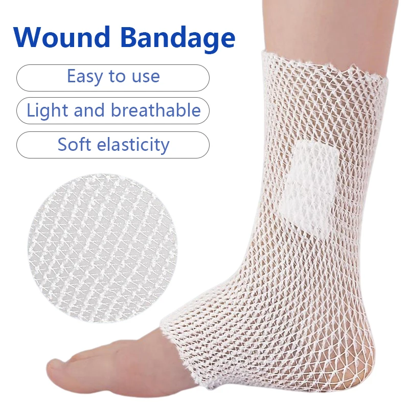 2M/Roll Stretchable Medical Nursing Emergency Aid Gauze Elastic Net Wound Dressing Bandage For Head Elbow Ankle Knee Injuries