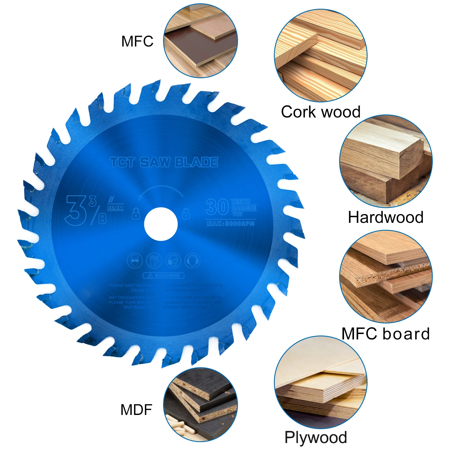 XCAN 1pc 85x10/15mm 24/30/36 Teeth TCT Wood Circular Saw Blade Nano Blue Coating Cutting Disc Carbide Tipped Saw Blade