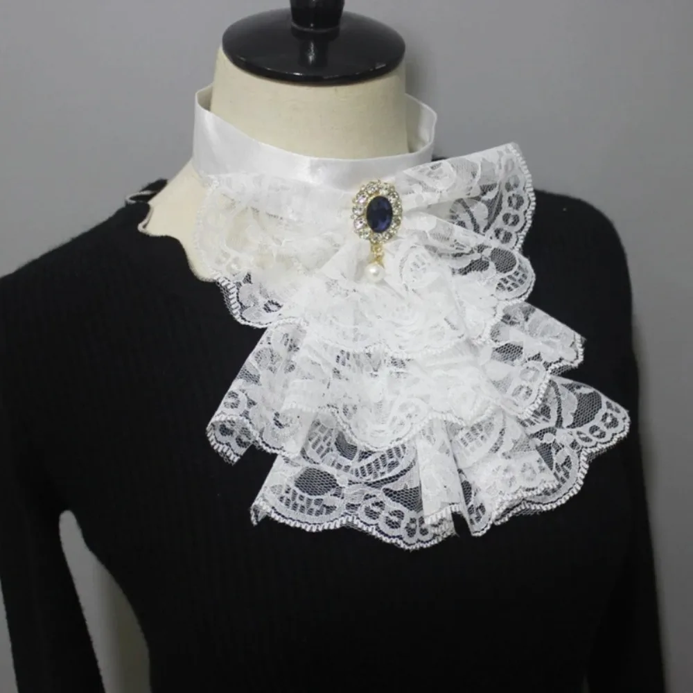 Cameo Detachable Renaissance Collar Elegant Vintage Elizabethan Neck Ruff Layered Opera Ruffled Collar Party