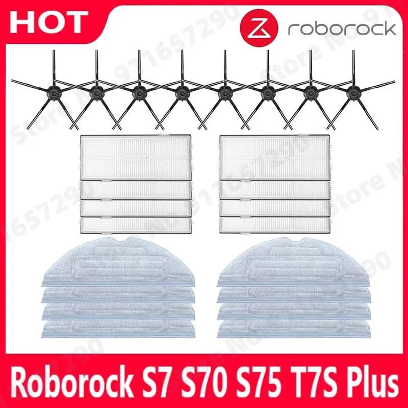 

Roborock S7 S70 S75 S7Max s7MaxV T7S Plus Side Brush Mops Cloths HEPA Filter Kit Robotic Vacuum Cleaner Accessories