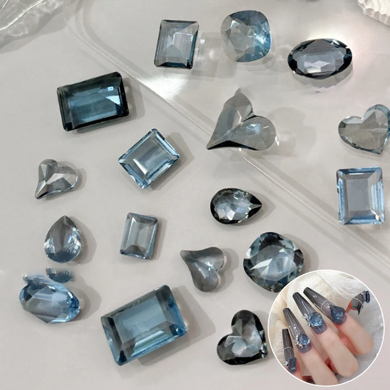 أظافر مختلطة للمانيكير ، أظافر فاخرة ، مجوهرات كريستال لامعة ، أحجار كريمة تزيين فنية للأظافر ، 10 دلايات