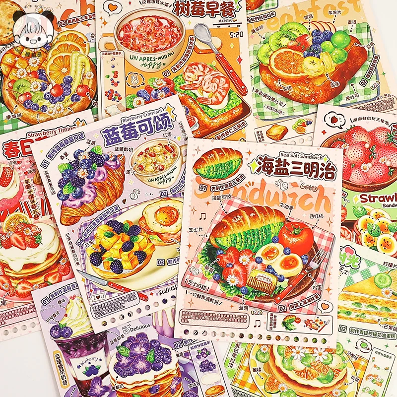 Homemade Dessert PET Sticker Book, Adult Quiet Book, DIY Collage Decor Stickers for Photo Albums & Greeting Cards,