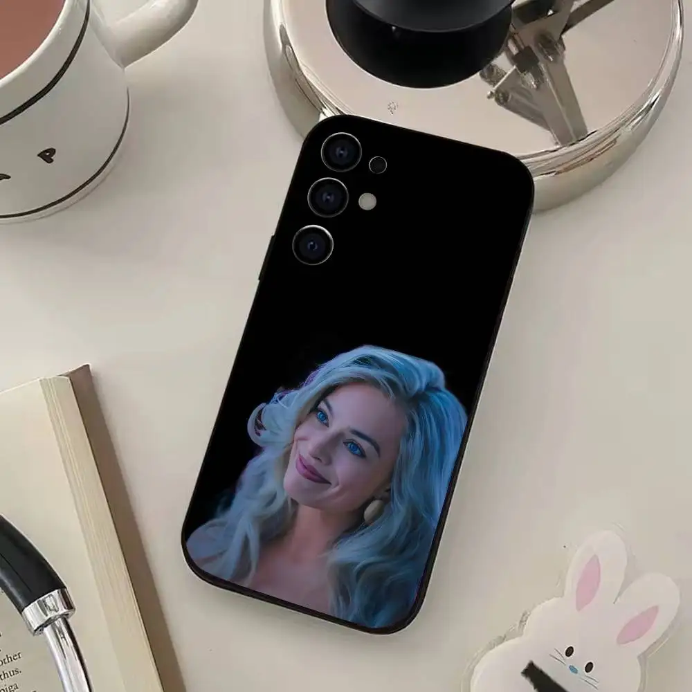 M-Margot E-Elise R-Robbie funda de teléfono para Samsung S25, S24, S21, S22, S23, S30, Ultra, S20, Plus, funda negra de silicona suave