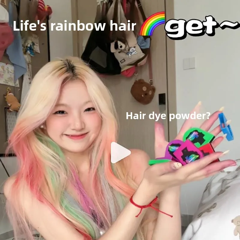 Disposable Cosplay Hair Dyeing Kit Easy to Color Ancient Style Festival Temporary Hair Coloring Powder Cake for Stage Perform...