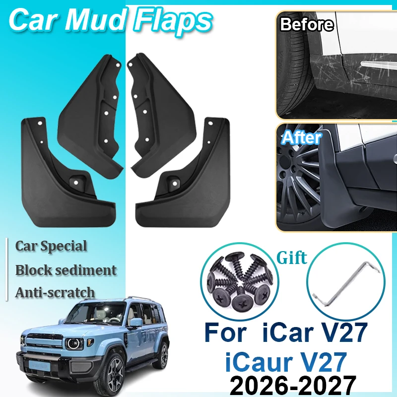 

For Chery iCar V27 iCaur V27 Accessories 2026 Car Anti-splash Mudguards Front Rear Fenders Wheel Covers MudFlaps Car Accessories