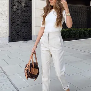 Trafza-calms Pencils của eo phụ nữ cao, trang phục đường phố giản dị, văn phòng thanh lịch, quần sang trọng 10 Màu áo bán hàng chính Teja - 3