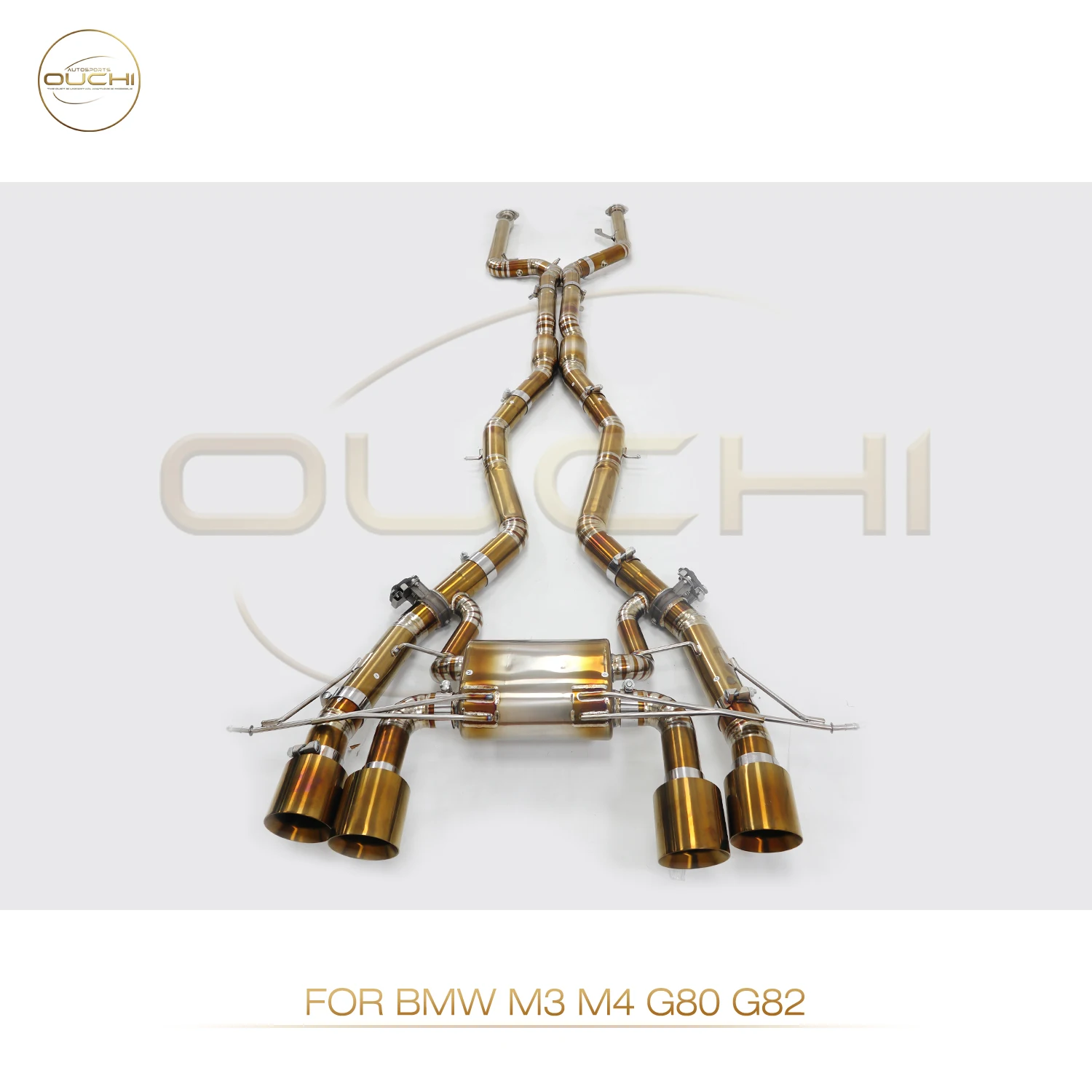 Ouchi Titanium Catback Exhaust System Golden with Valve for BMW M3/M4 G80 G82, High-Performance Upgrade Parts