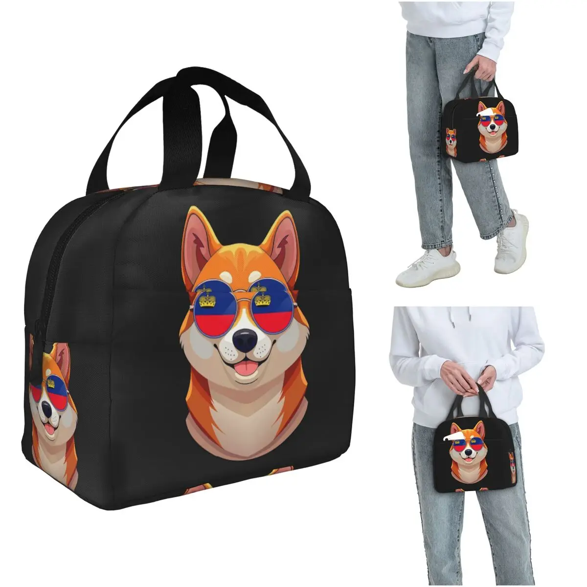 

Винтажная патриотическая термосумка для обеда с изображением флага Швейцарии и породы Шиба-ину для женщин и детей, термосумка для еды, сумка-тоут