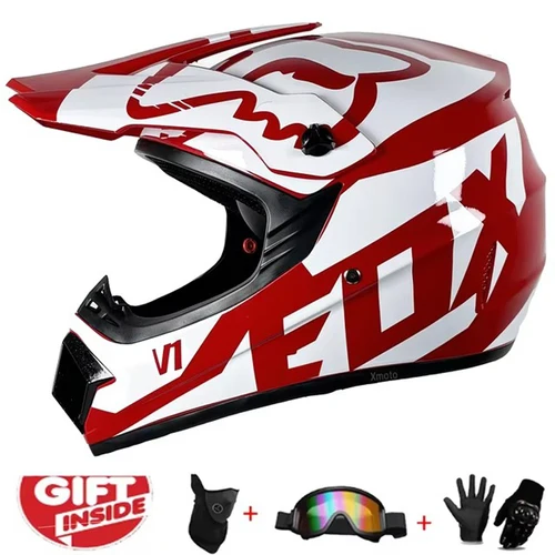 Imagen 2 del producto Juego de casco y gafas integrales para motocicleta, equipo de carreras todoterreno para ciclismo de montaña y ciclismo de carretera, seguridad premium y por