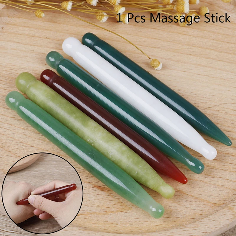 1 PC Therapie Akupunktur Punkt Pen Eye & Gesicht Spa Guasha Massage Werkzeug Natürliche Jade Stein Massager Stift Stress Relief