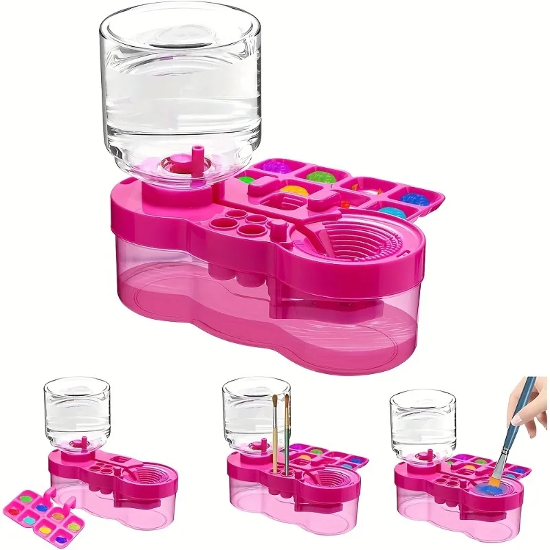 مجموعة لوازم فنية 5 في 1 مع عجلة مائية وحامل فرشاة ولوحة - مجموعة ألوان مائية وأكريليك للبالغين والطلاب