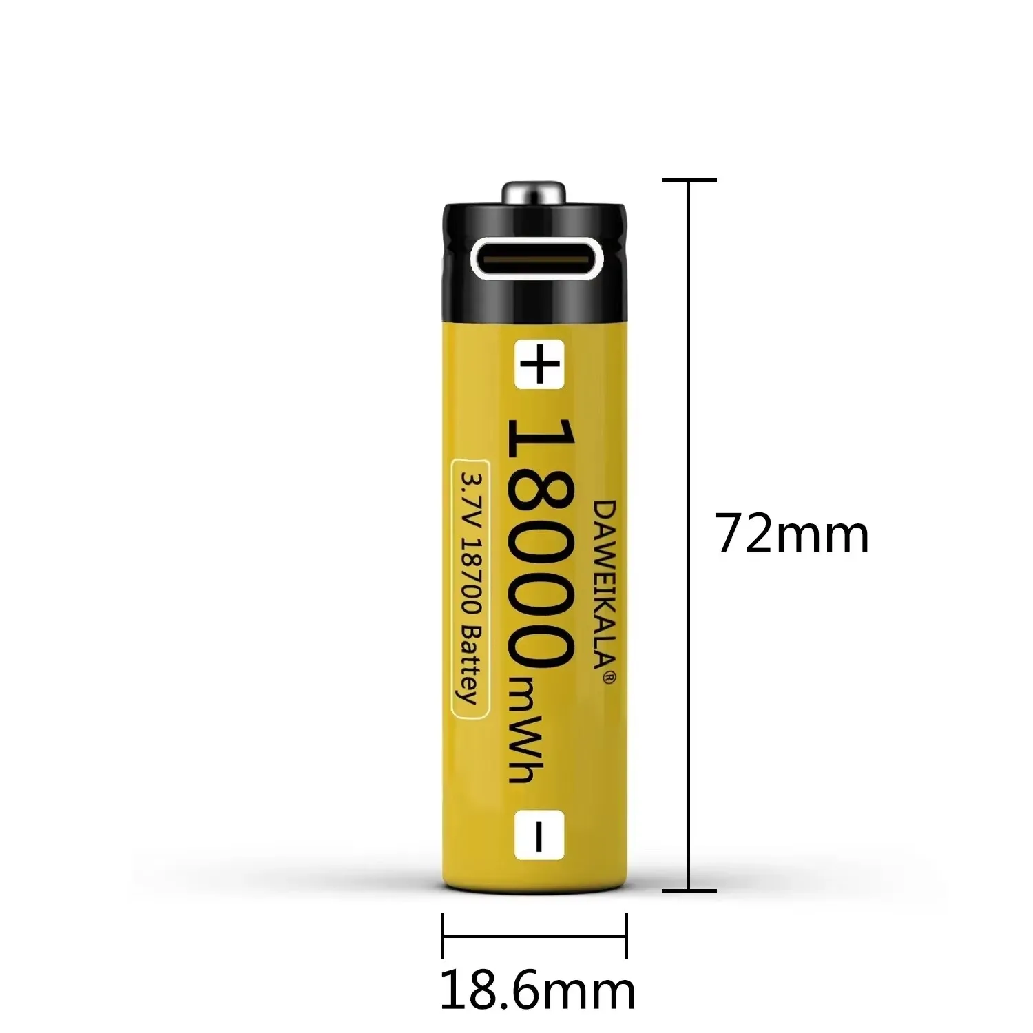 18650 USB-C Rechargeable Battery-3.7V 18000mWh Li-ion Battery with Type-C Charging for Flashlight,Electronics,Toys&DIY Projects