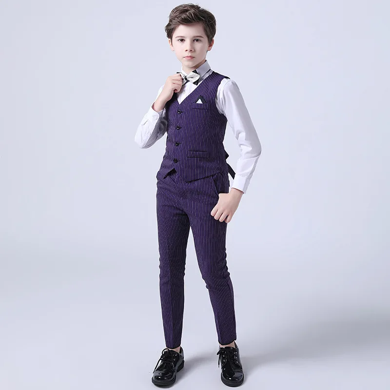 Boys Summer Wedding Suit Kids 1Year Birthday Vest Pants 2PCS Formal Suit Child Party Ceremony Costume Teenager Photography Suit