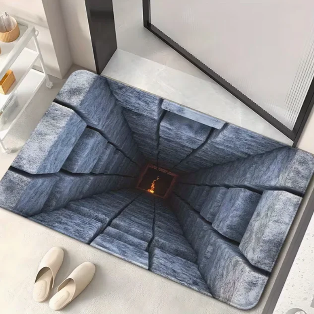Tapete absorbente HD con agujero negro para bodega de piedra, efecto de fantasía Visual, para baño, dormitorio, sala de estar, entrada, Camping, Picnic, Yoga, 1 ud.
