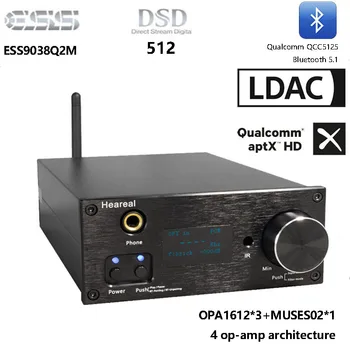 HIFI audiophile sound decoder ESS9038Q2M Bluetooth 5.1 DSD512 32BIT 384KHz lossless top audio decoder Amanero USB solution
