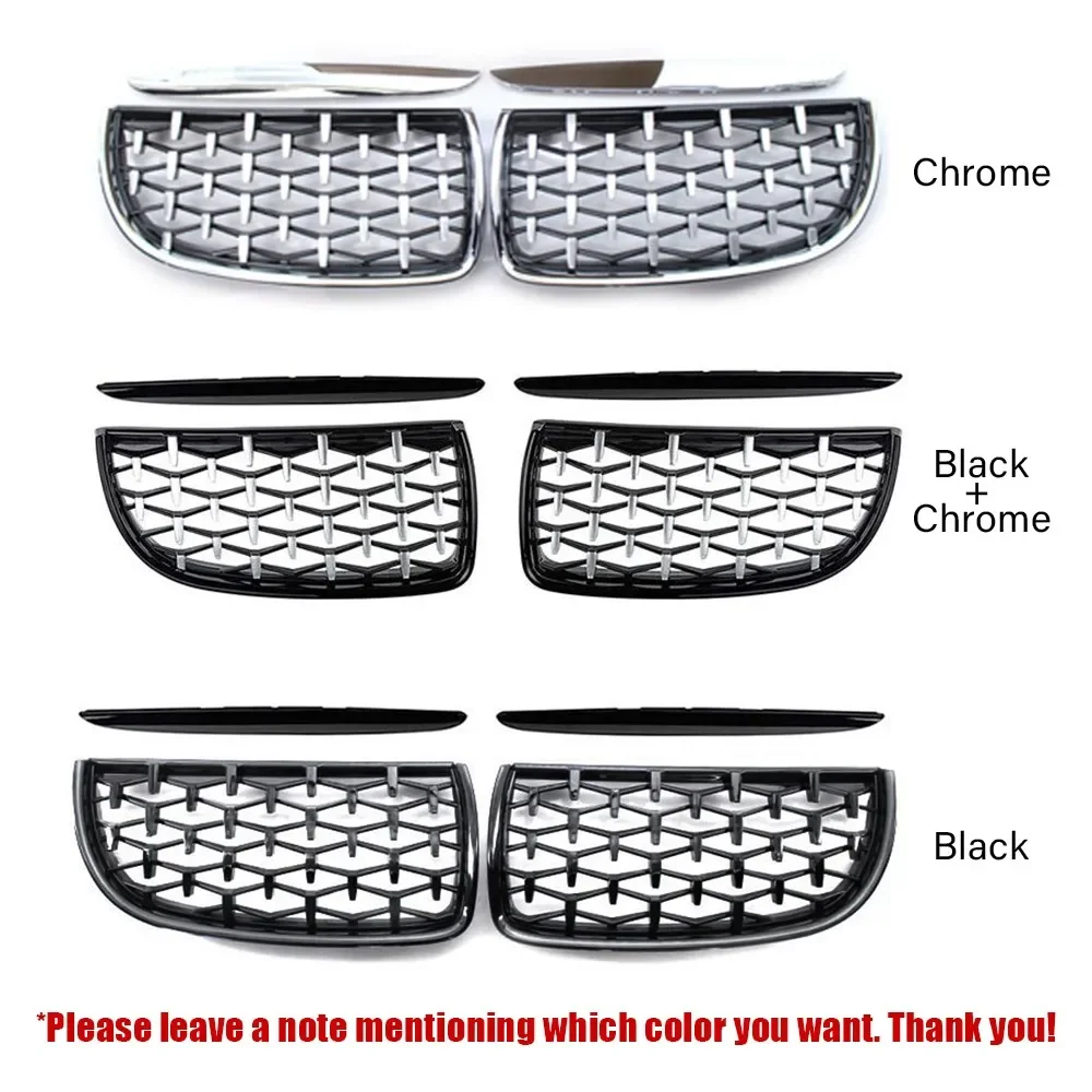 

2 шт. для BMW 3 серии E90 E91 2005-2008 автомобильная алмазная передняя решетка для почек, решетки для автомобильного бампера, накладка на передний бампер, аксессуары