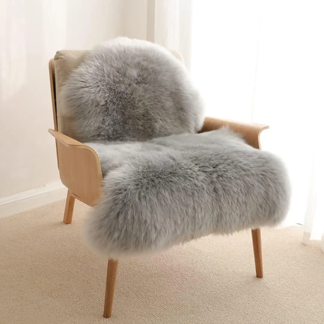 Winter Faux Fur Plush Rug Living Room Decorative Floor Mat White Gray Bedside Rug Non-slip and Wear-resistant