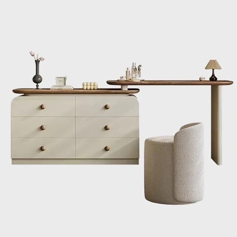 Medieval cream style solid wood dresser, integrated storage, simple modern walnut chest, bedroom storage, makeup table