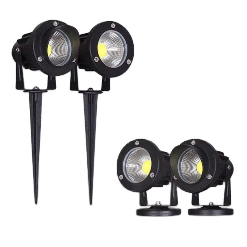 Lampe LED imperméable conforme à la norme IP65, spot lumineux avec pic, lumière blanche chaude, idéal pour une pelouse, un jardin ou une cour, 220/110/24V, 7/10/12W