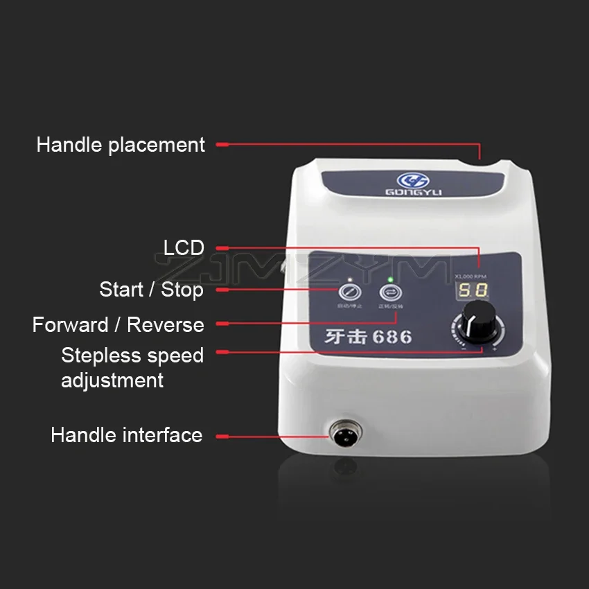 50,000RPM High Quality Micromotor Equipamento by Foot Pedal Non-Carbon Brushless Dentista Tooth Jewelry Polishing Lab Drill