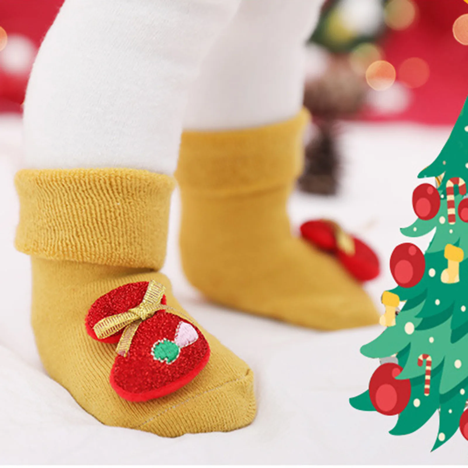 Children Merry Christmas Cute Cartoon Doll Stocking Winter Terry Thicken Anti-slip Thermal Baby Floor Long Socks for Newborn