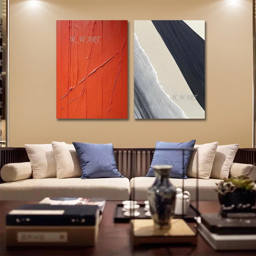 

Canvas Abstract Art Wall Decoration, No Framed, 2pcs Design Handmade Oil Paintings, Picture Wholesale High Quality Artwork