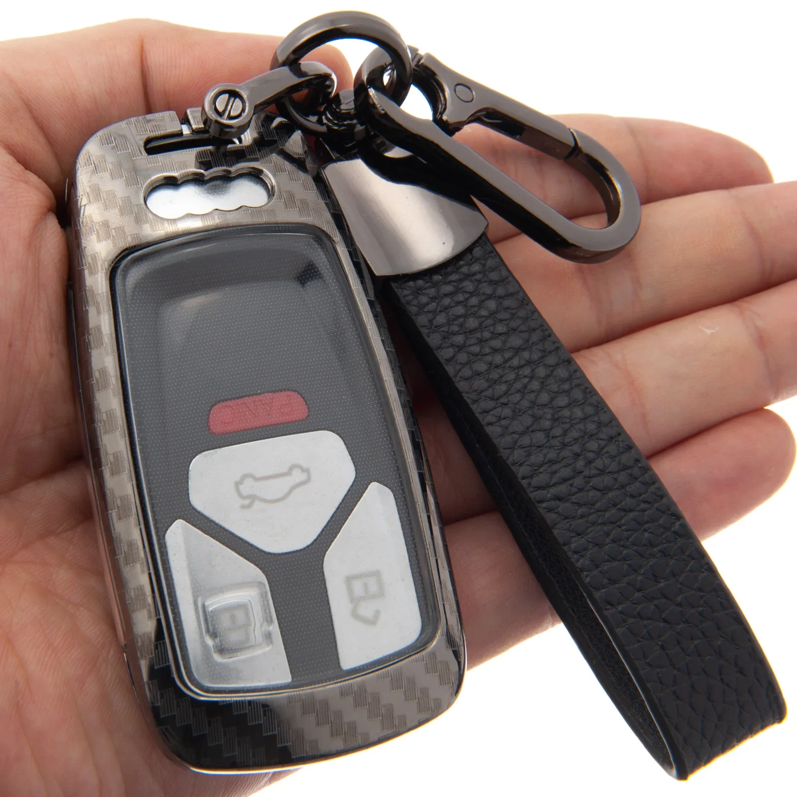 Metal Carbon Fiber Car Smart Key Fob Chain Case Cover For Audi A4 allroad S4 B9 A5 S5 Q5 Q7 TT SQ5 Sportback