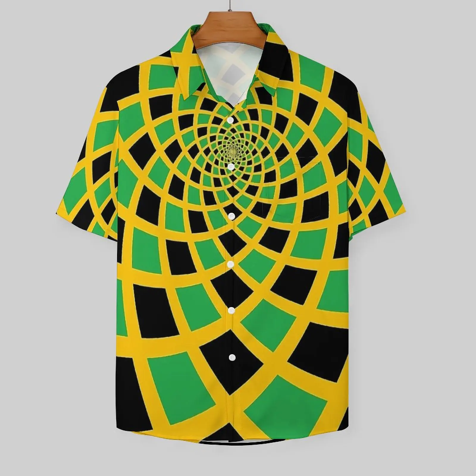 Abstract Jamaican Flag Vacation Shirt Men Retro Y2K Casual Shirts Hawaiian Short Sleeves Harajuku Graphic Oversized Blouses Gift