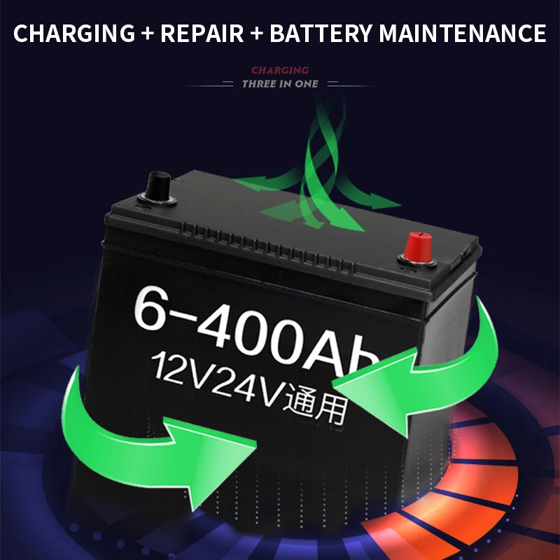 AJ-618A 12V 24V Car Battery Charger 400W Charging Power Smart Pulse Repair Fast Charging Winter Automatic Adjustment For Car Tru