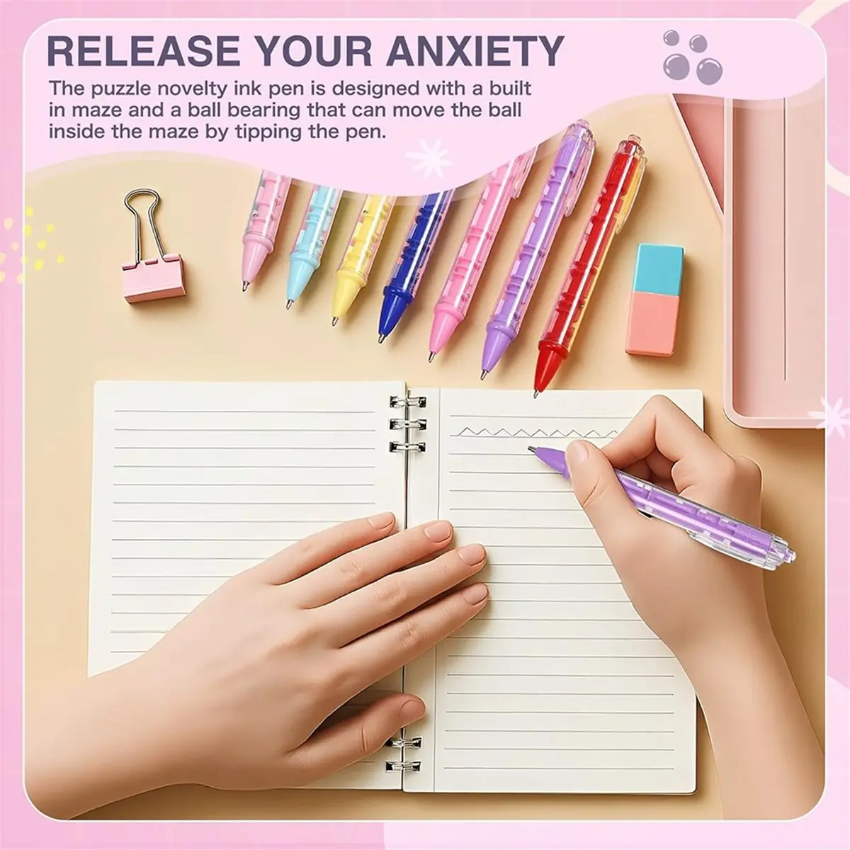 【New User-Coupon!】30 Pcs Maze Puzzle Ballpoint Pen Novelty Fun Fidget Pens with Ball Inside Stress Relief Puzzle Pen Return Gift