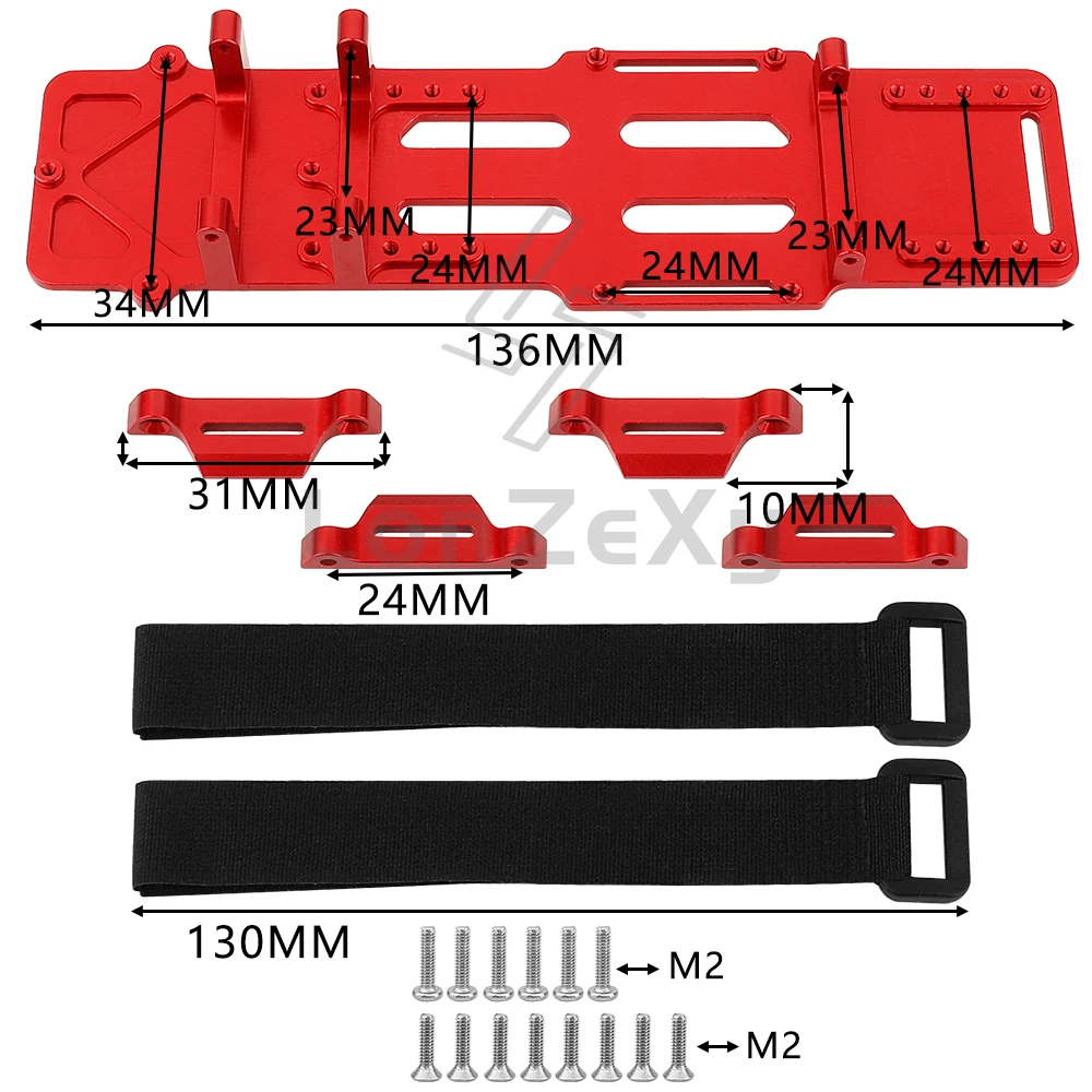 Uchwyt baterii ze stopu aluminium / wspornik ESC / RECEIVER do LOSI 1/18 Mini LMT 4X4 szczotkowany Monster Truck metalowe ulepszone części RC