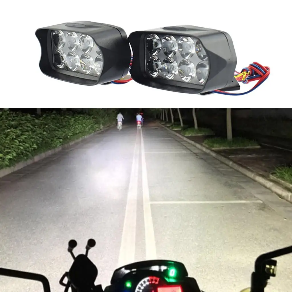Auxiliary Headlights LED Motorcycle Work Light 12W Super Bright Waterproof Lamp for Universal Motorcycle