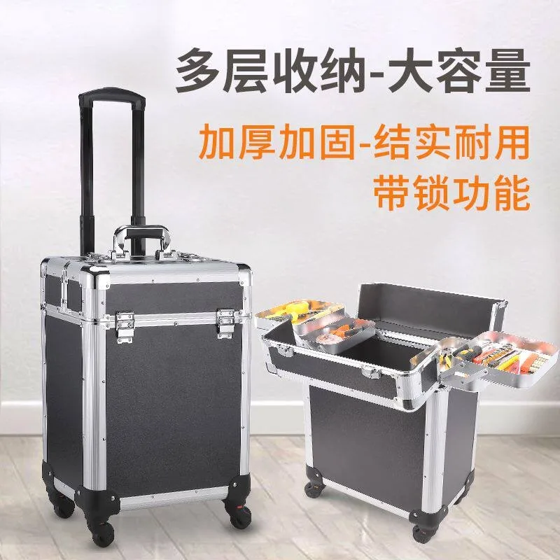 Multi-layer Aluminum Rolling Tool Trolley, Industrial Storage Box for Electrician & Furniture Repair Hardware