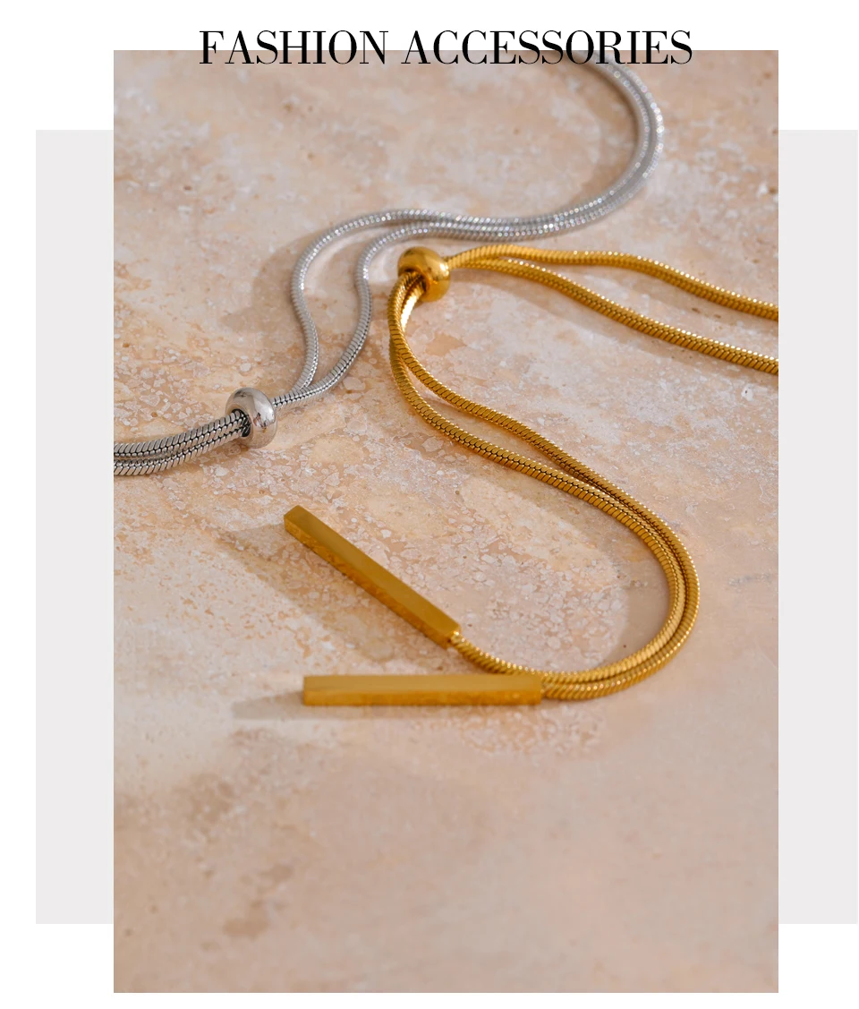 Yhpup 80 + 5 cm Edelstahl verstellbare exquisite Pulloverkette glatte Halskette für Frauen minimalistischer Kragen Mode PVD Schmuck – Detail 11