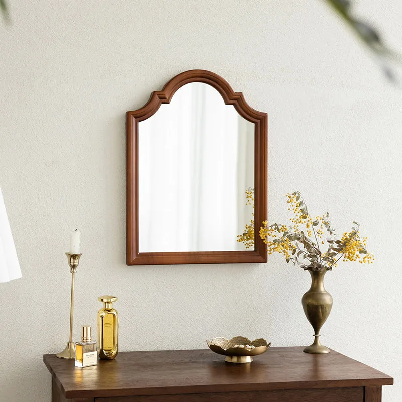 Wooden Irregular Mirror Decoration Modern Vanity Aesthetic Hanging Mirror Makeup Asymmetrical Espelhos Living Room Decorations