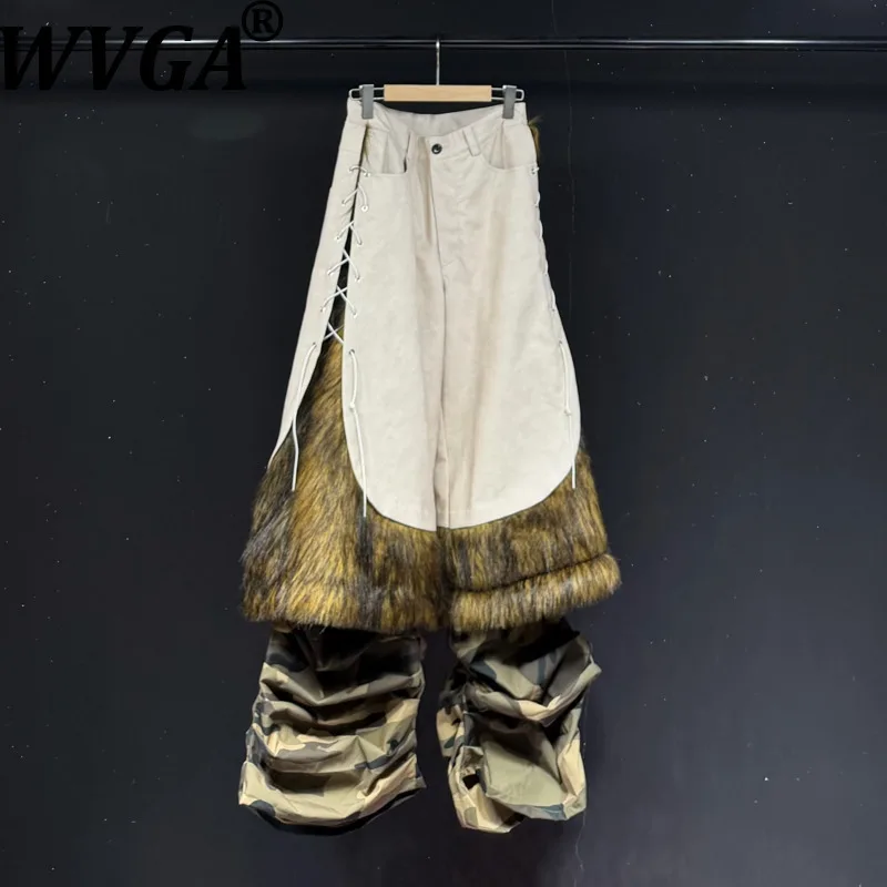 

WVGA осень-зима новые мужские уличные тяжелые плюшевые строчки модные нишевые шикарные повседневные широкие брюки в стиле панк Ins Y2K W13778