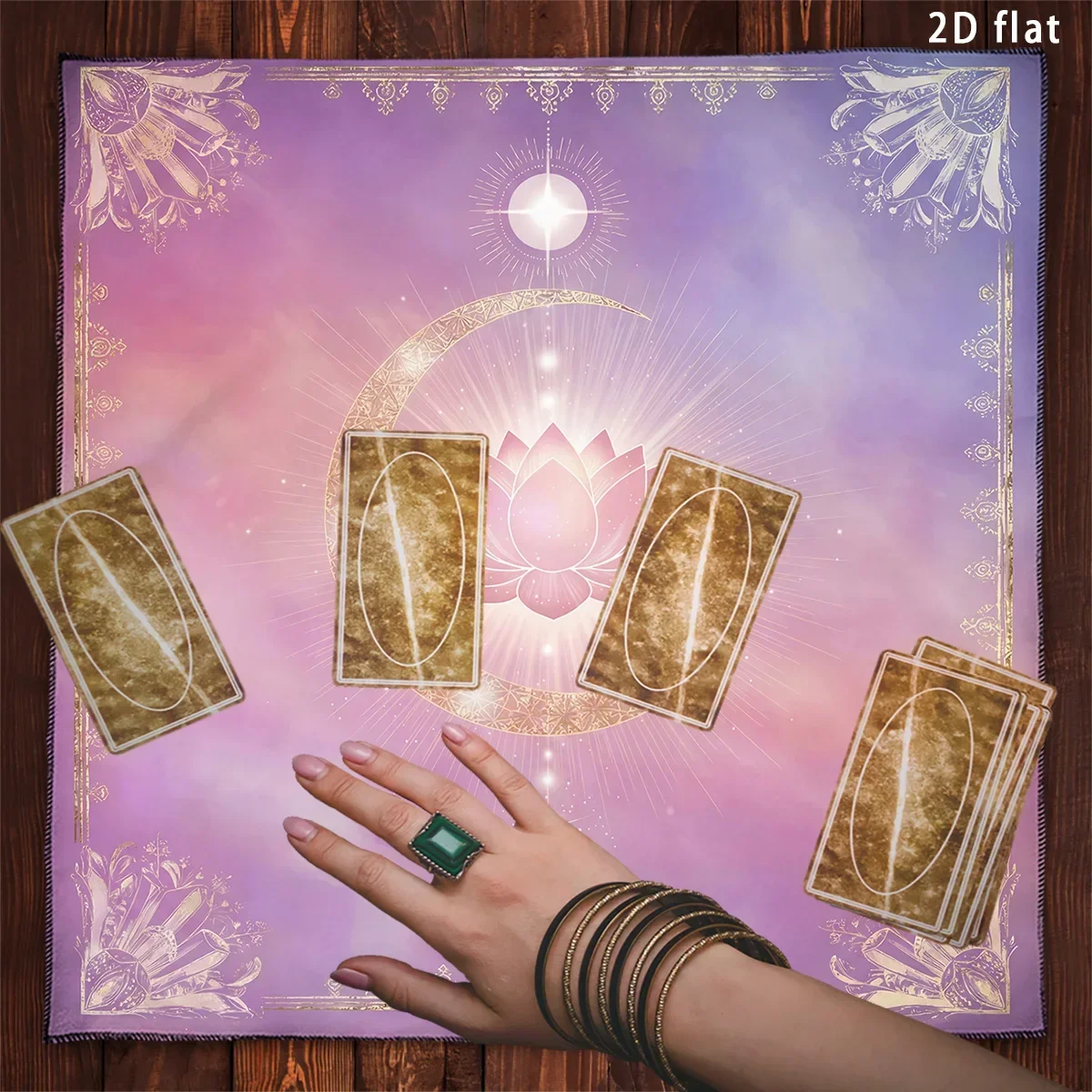 Tarot Tablecloth Pink Lotus Flower Altar Cloth Divination Cloth Moon Phase Sun Mystical Pastel Altar Cloth Game Card Pad