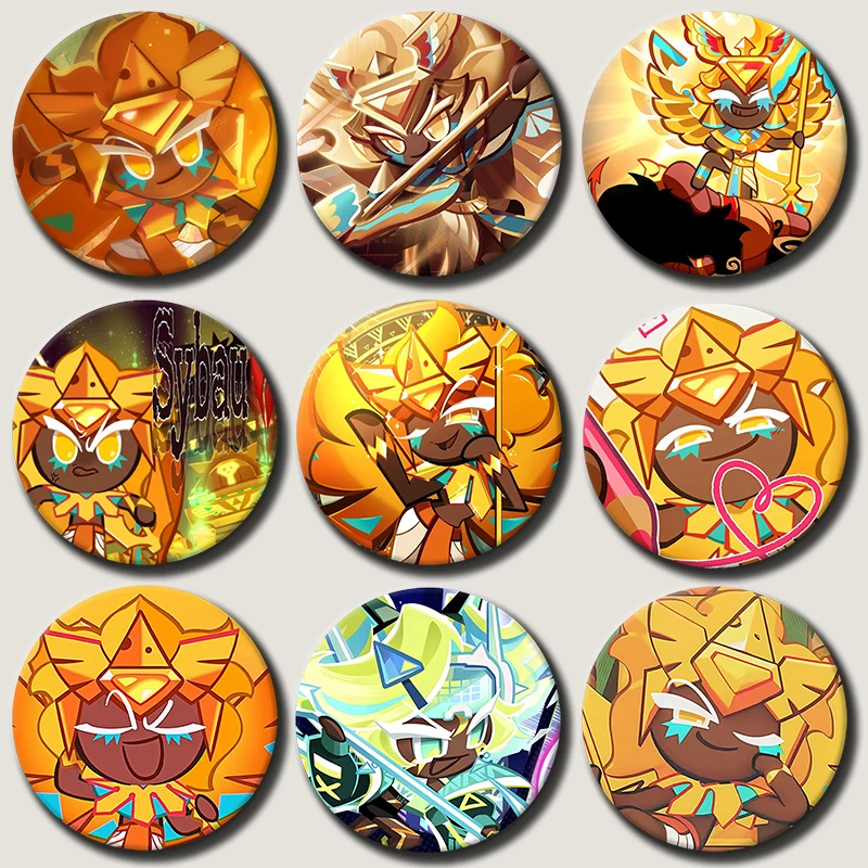 

58mm Game Character Golden Cheese Cookie Button Pin Cartoon Brooch Creative Badge for Backpack Clothes Decoration Gift