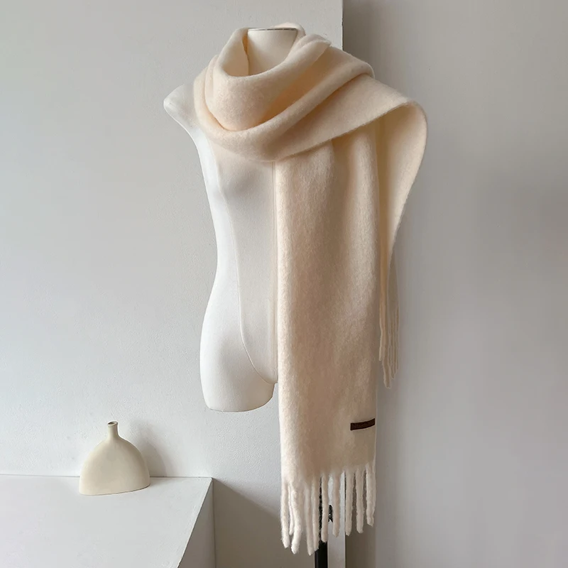 2024 luksusowa marka kaszmirowy szalik damski zimowy gruby ciepły jednolity okłady kobieta Pashmina długi frędzel kobieta Bufandas gruby koc