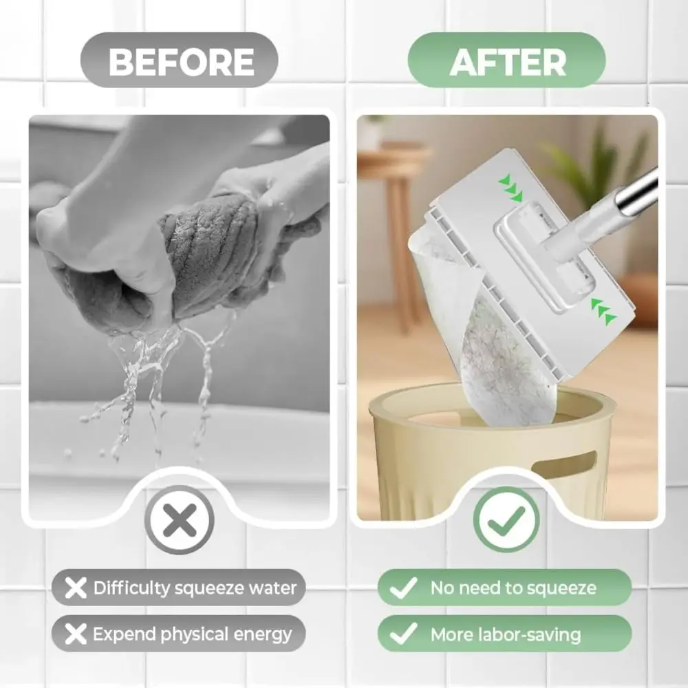 New with 3 Reusable Cloths Hands-free Mop 360° Rotating Head Clamping Dust Mops No-wash Mops Dust Removal