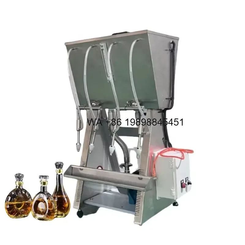 Wmwmnu for Commercial Small Gravity 4 Head Liquid Filling Wine Whisky Liquor Bottle Bottling Filling Machines