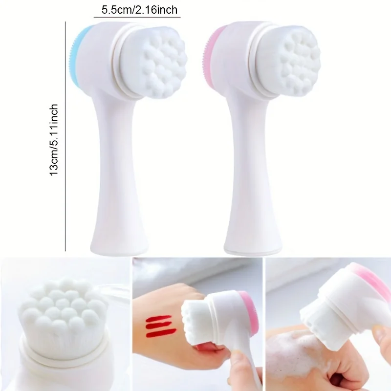 فرشاة جل السيليكا للوجه، منظف للوجه مزدوج الجوانب، إزالة الرؤوس السوداء، منظف المسام، فرشاة تقشير الوجه، فرشاة الوجه #2
