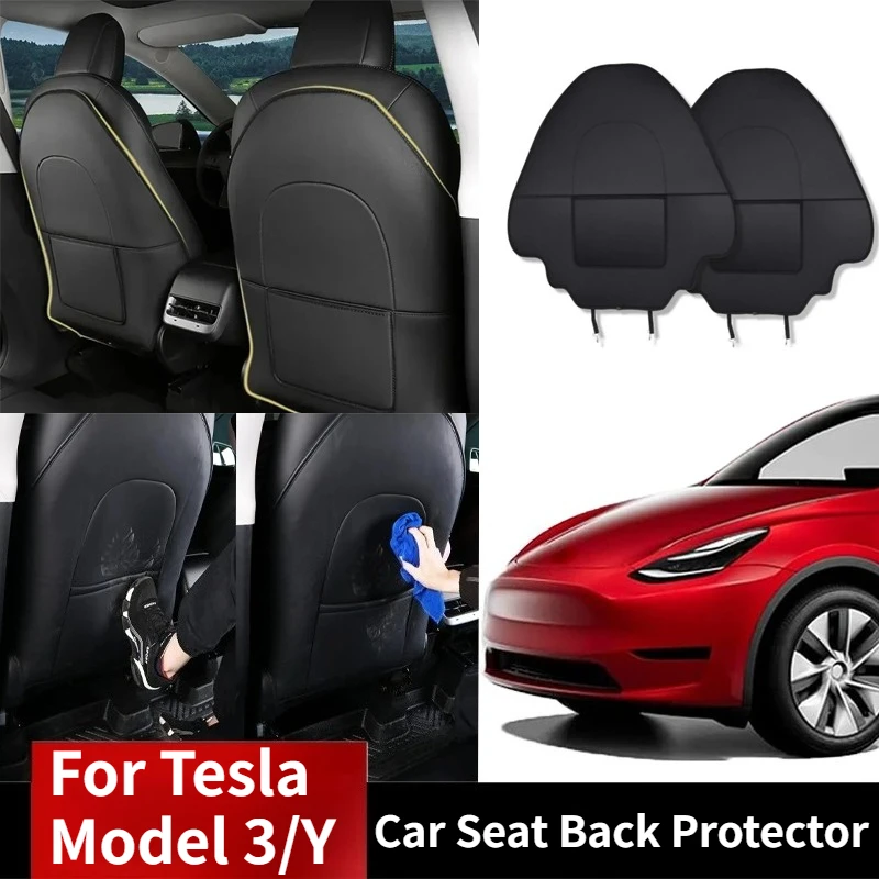

Автомобильная защита спинки сиденья из искусственной кожи для Tesla Model Y Juniper Model 3 Highland 2025 Детский коврик с карманами Автомобильные аксессуары
