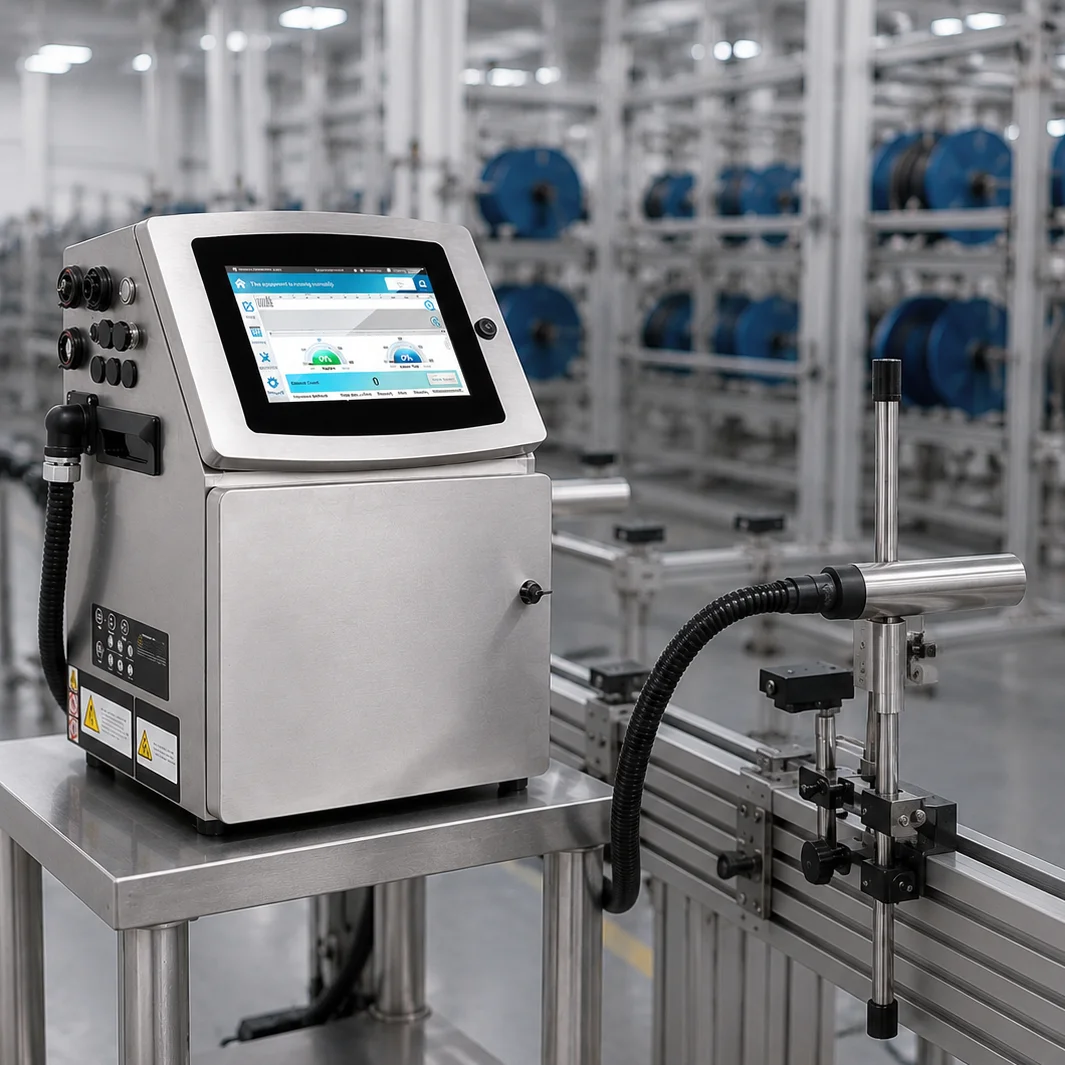 Cost Saving CIJ Date Coding Machine DOCOD V2000 Continuous Inkjet Printer for Chemical Cable Industry Reduced Consumables Use